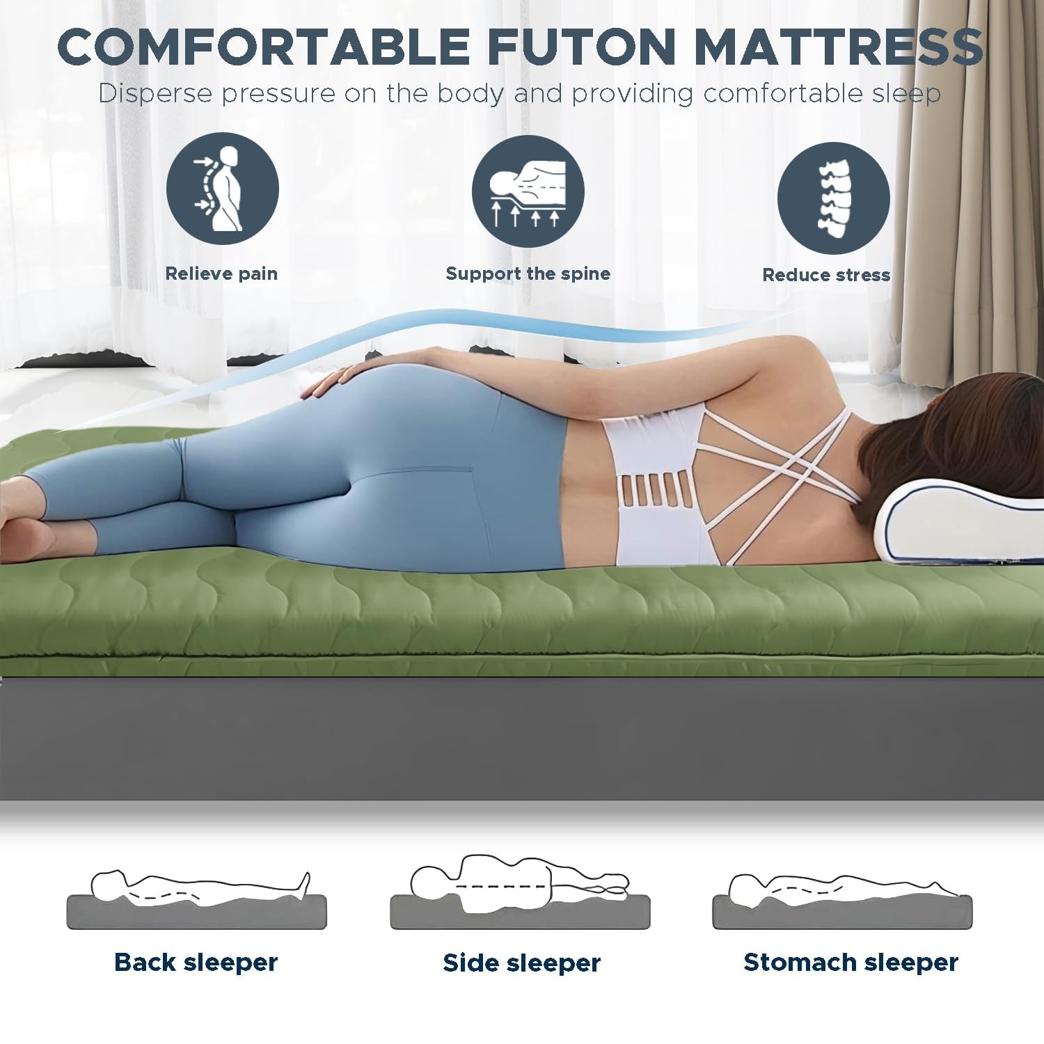 Japanese Floor Mattress, 100 High Density Comfortable Foam, 4 Thicken Foldabl…
