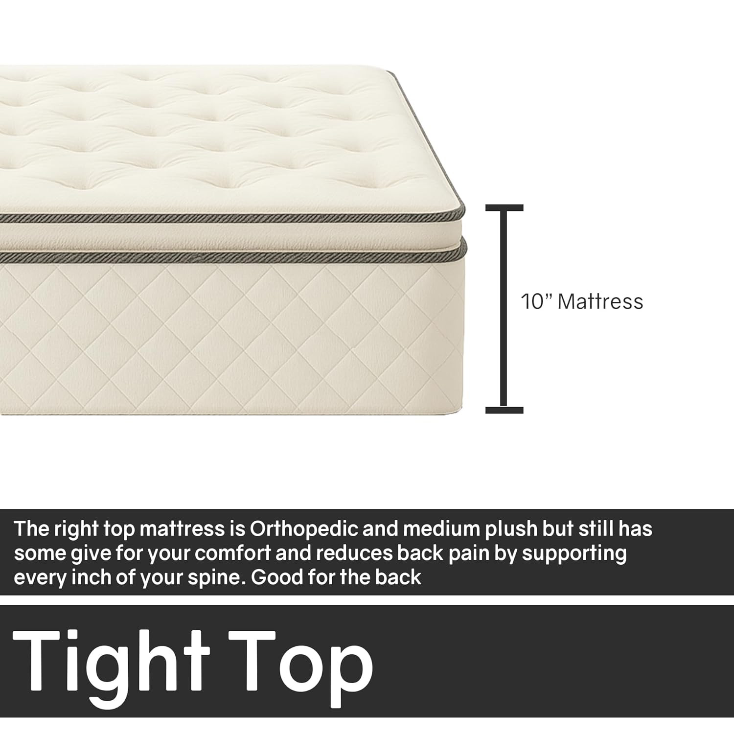 10-Inch Plush Pillowtop Innerspring Mattress – Full XL Size Comfort
