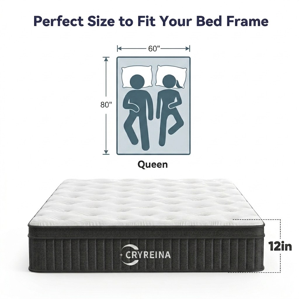 12″ Mattress In a Box Memory Foam Best Sleep Hybrid Pocket Foam Queen Mattress