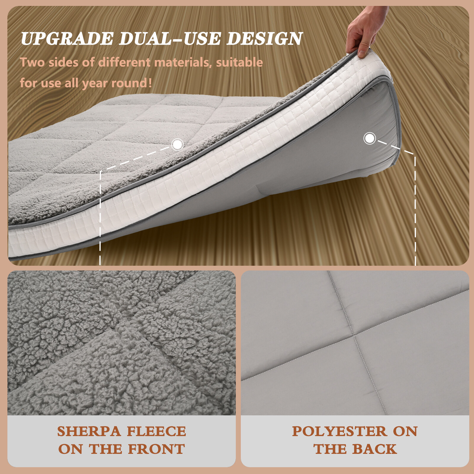 SLSY Foldable Sherpa Fleece Mattress,Sleeping Tatami Mat Lounger Guest Bed