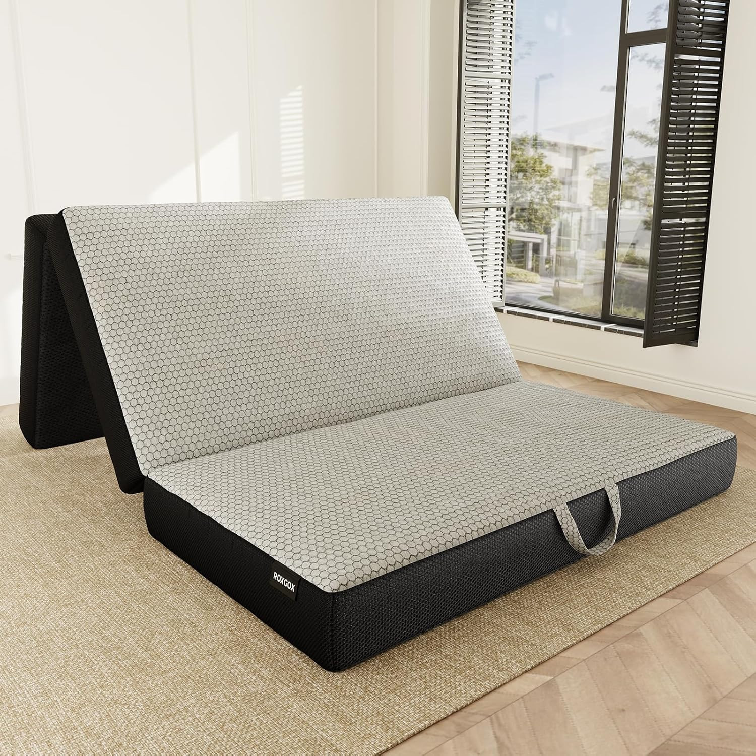 ROXGOX Memory Foam Trifold Mattress, Full Portable Floor Bed 6 Inch, Foldable Ma
