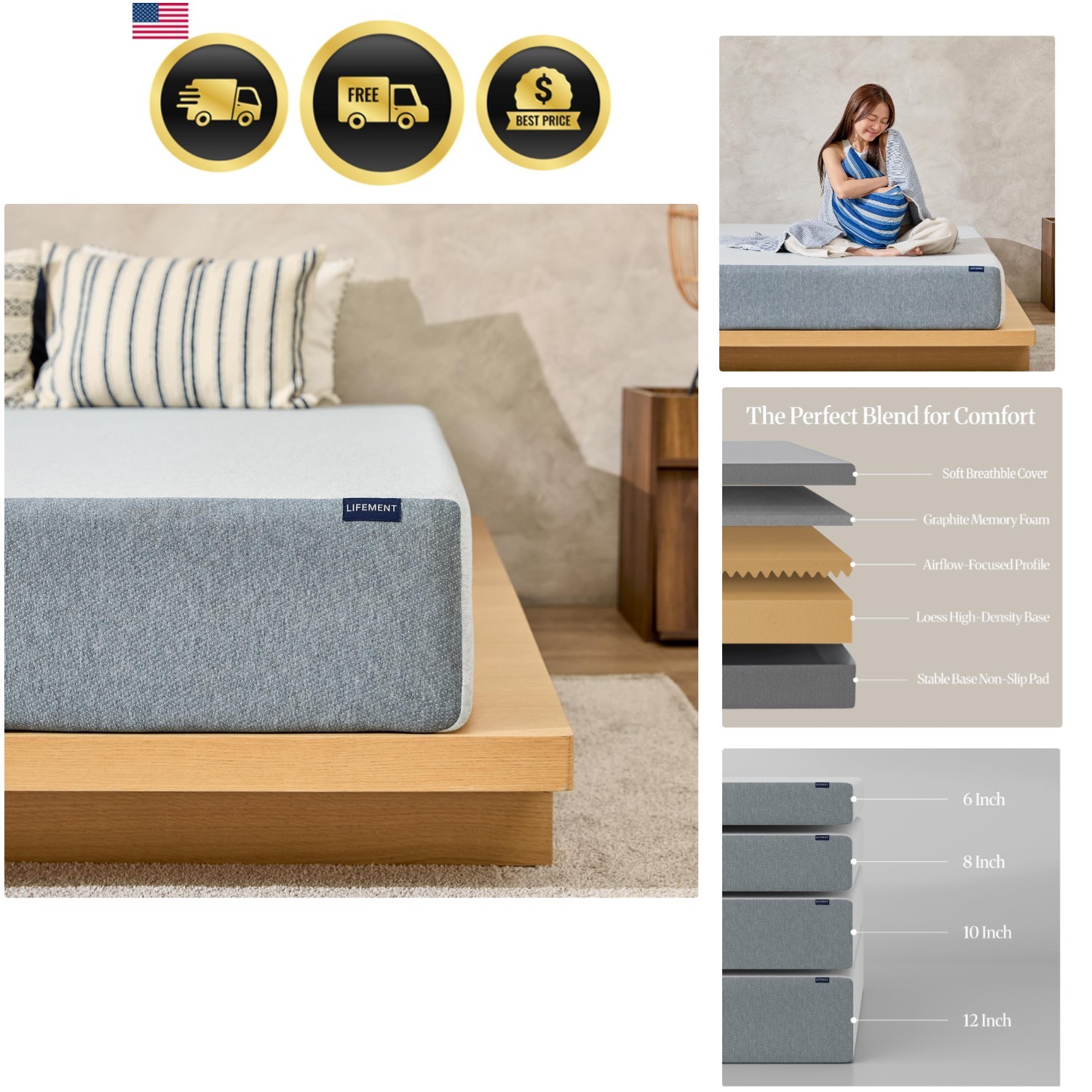 Twin Mattress Memory Foam Gel Graphite Infused Medium Firm Pressure Relief