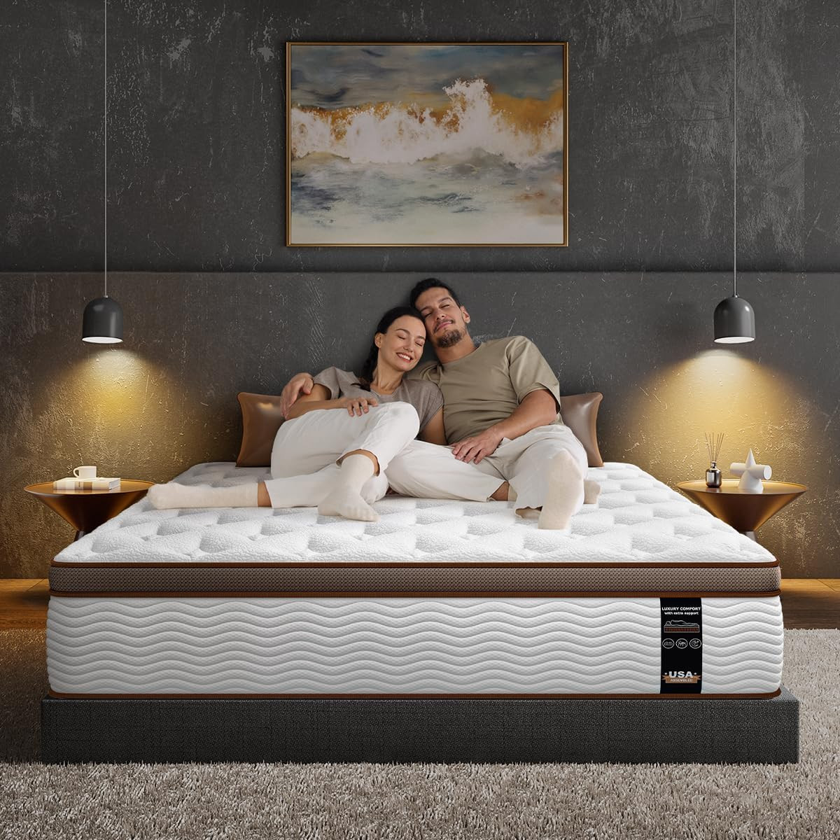 Queen Mattress 14 Inch – Firm Hybrid Mattress with Orthopedic Spinal Support for