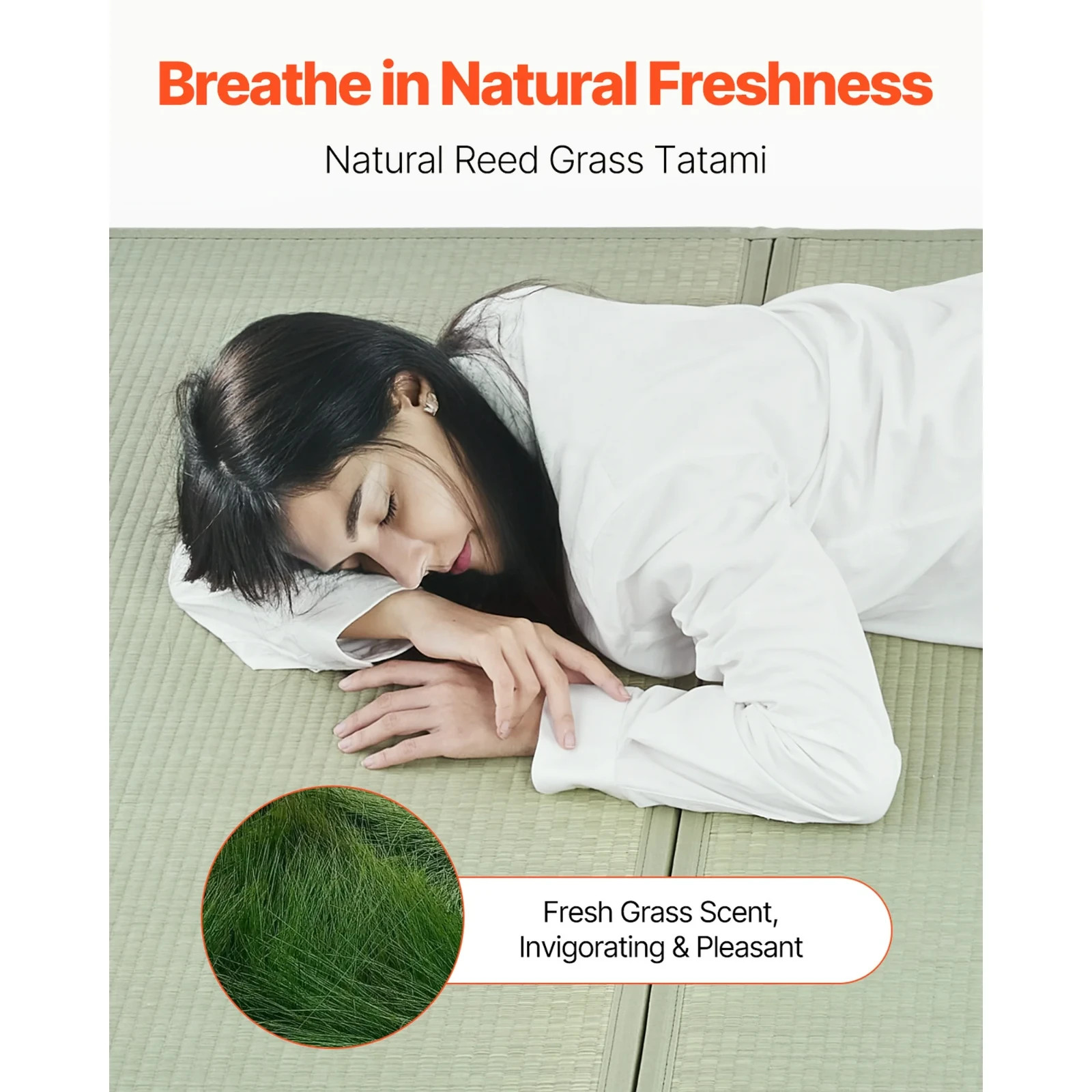 Queen Foldable Tatami Mat Natural Rush Grass Anti-Slip Aroma 3-Layer