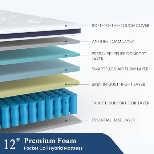 Mattress 12 inch, Multi Layer Comfort Foam and Coil for Extra Back Twin 12 Inch