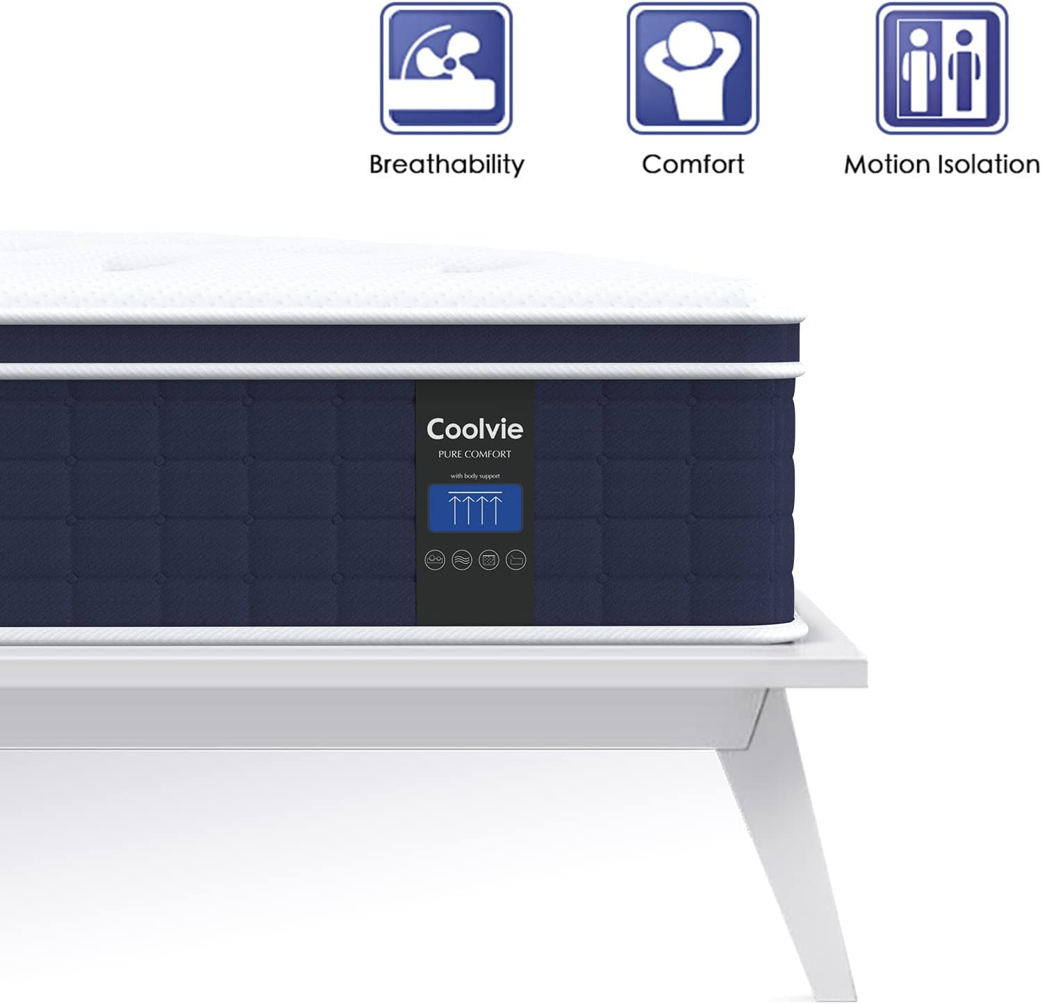Coolvie 12 Inch Twin Size Mattress, Hybrid Twin Mattress in a Box, 3 Layer Premi