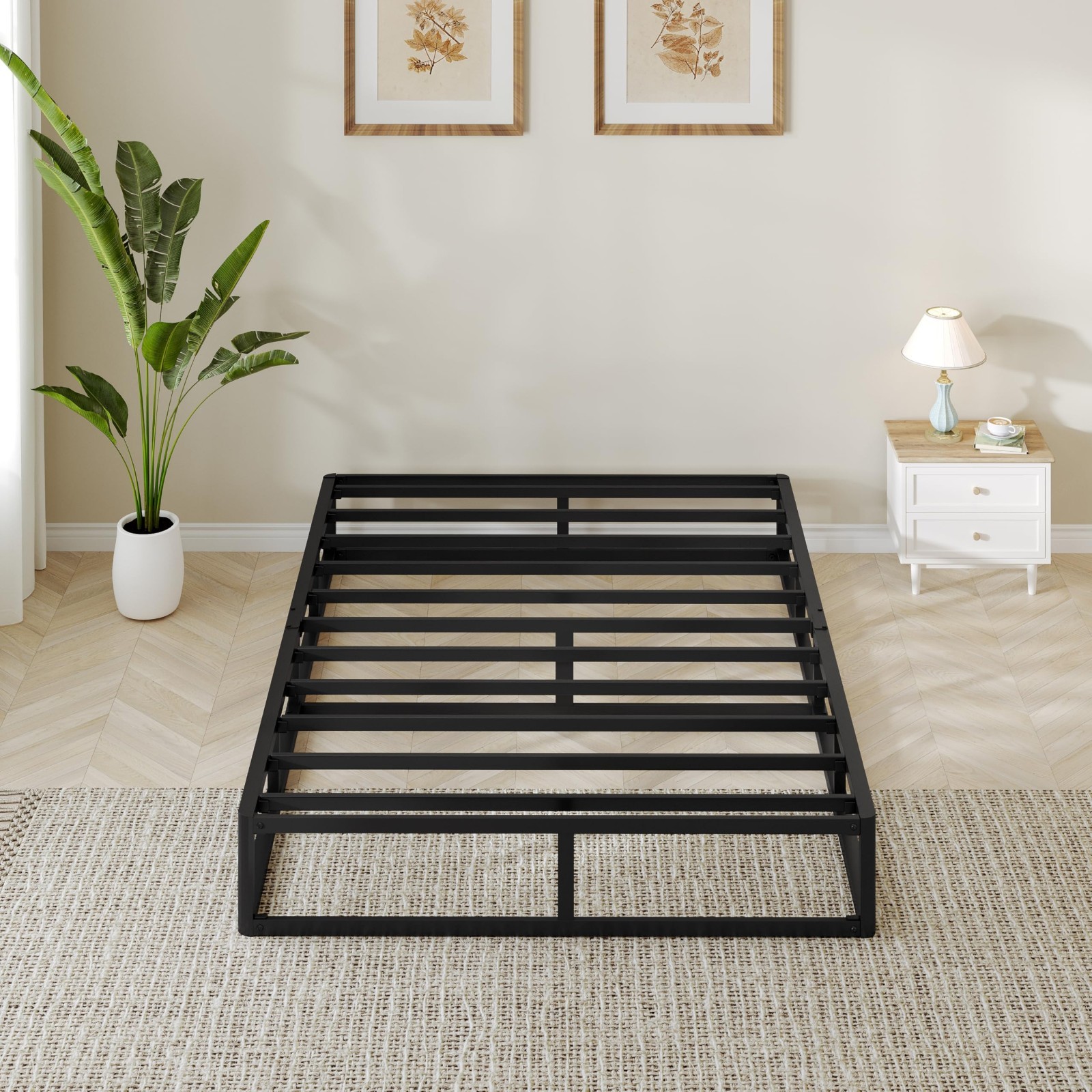 Twin Size Low Profile Box Spring – 5 Inch Mattress Foundation, Heavy Duty Steel