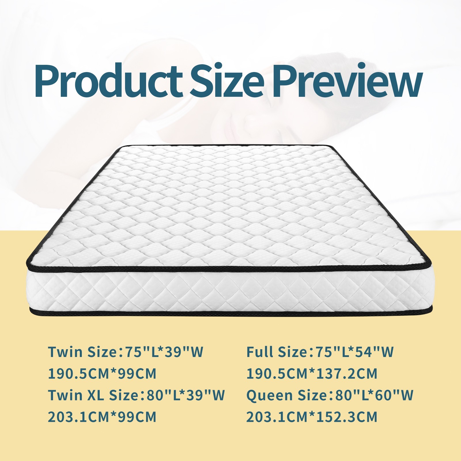 6″ Twin TwinXL Full Queen Size Gel Memory Foam Mattress for Cooling Night Sleep