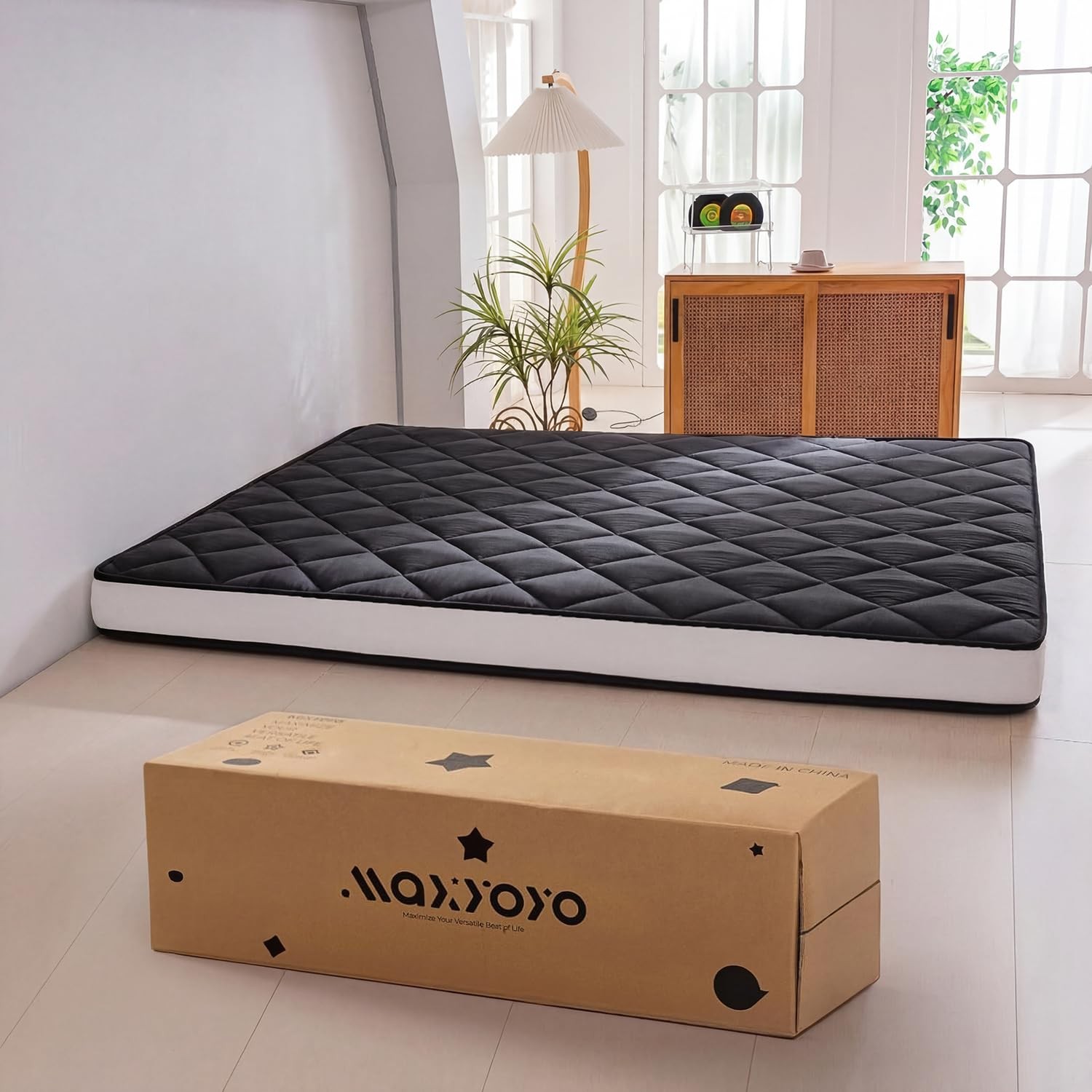 6″ Extra Thick Futon Mattress Floor Mattress, Queen Size Diamond Pattern Matt…