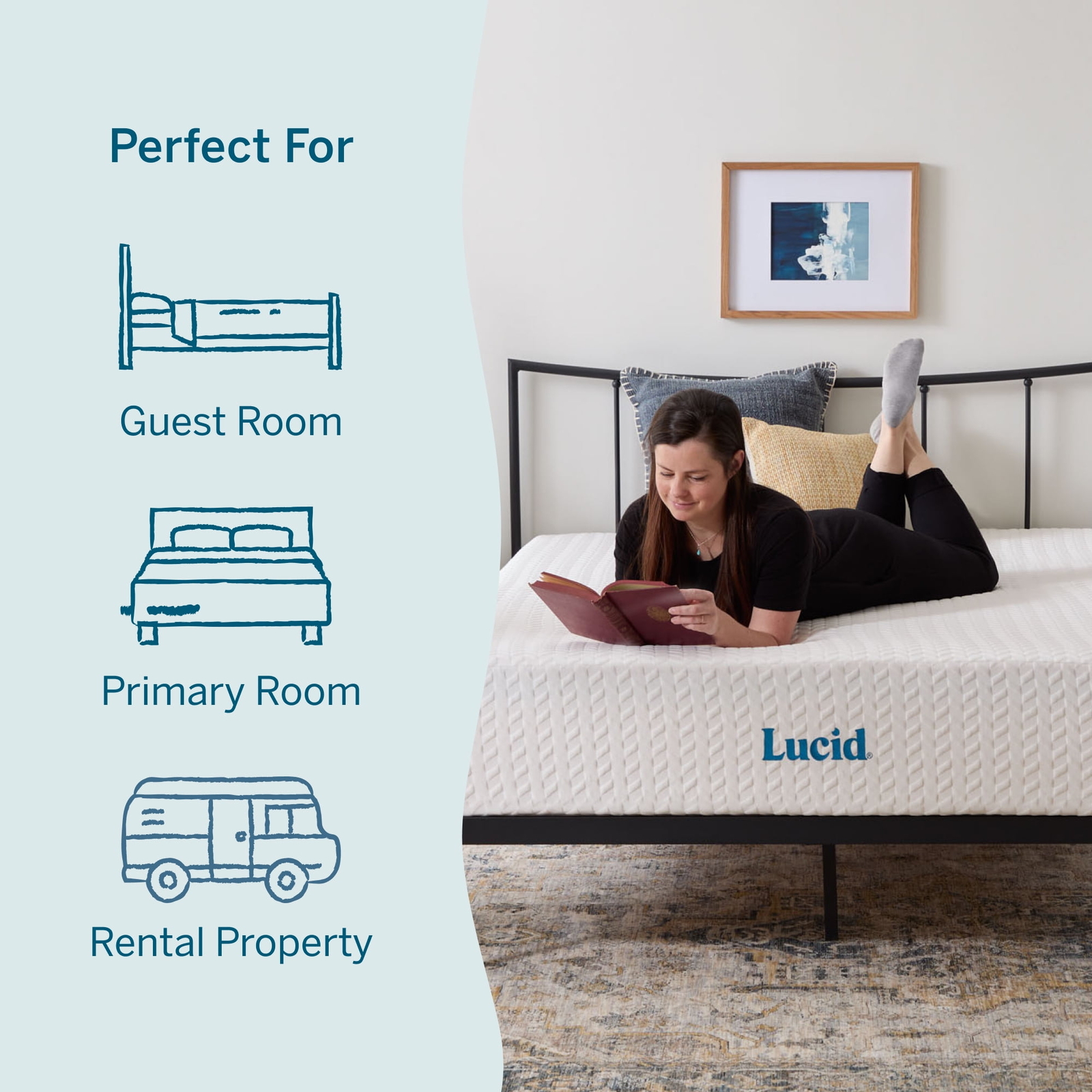 Lucid Gel Memory Foam Plush Mattress Twin, Twin XL, Full, Full XL, Queen, King,