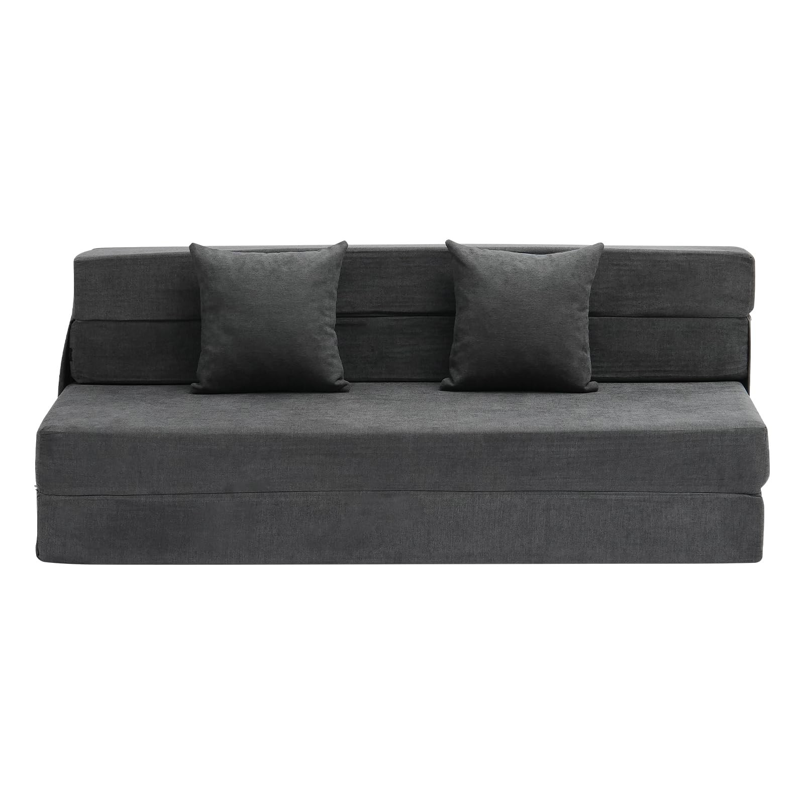 VEVOR Folding Sofa Bed, 3-in-1 Foldable Couch Bed with 2 Queen, Dark Grey