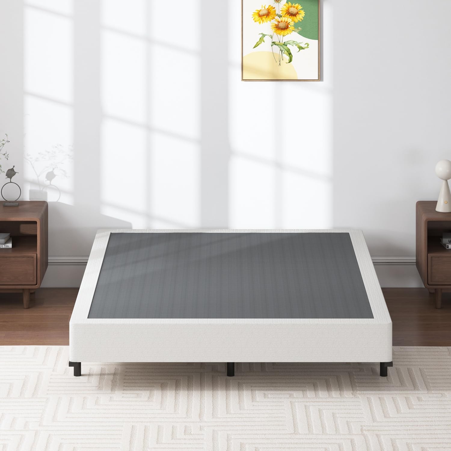 SHLAND Queen Box Spring 7 Inch Low Profile Size Bed Base, Queen, Black