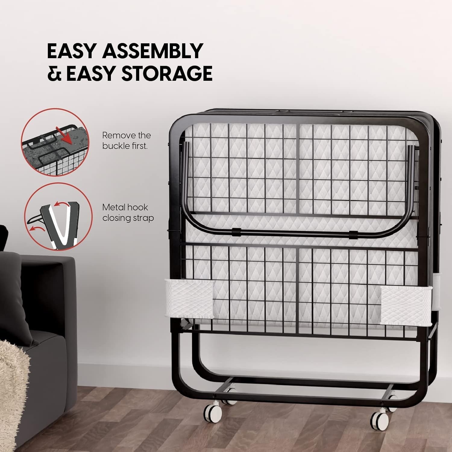 Folding Bed with Mattr – 75×31 Cot Size Fre – Portable