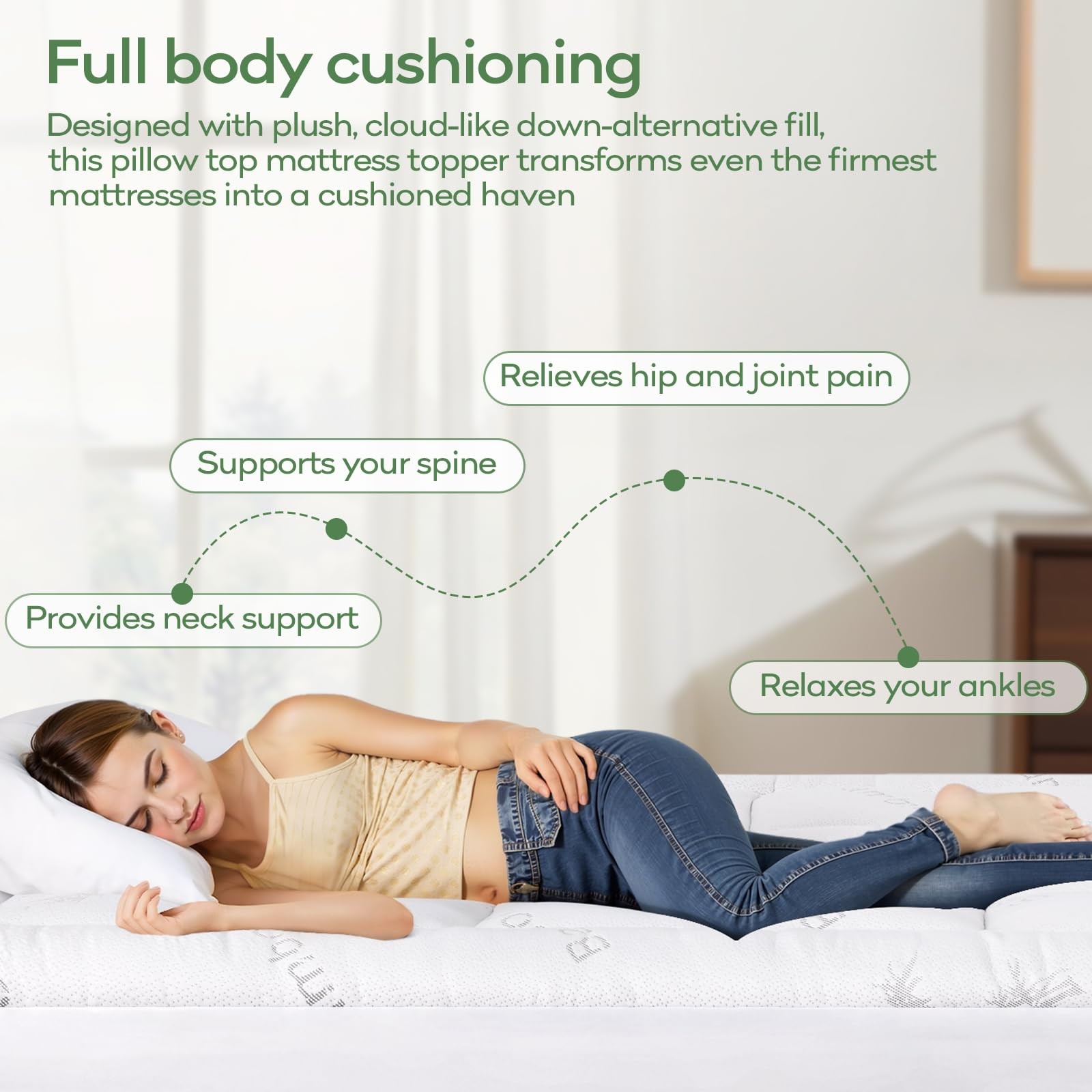 Queen Mattress Topper, Viscose Cooling Pillow Top Mattress Pad, Soft Plush Do…