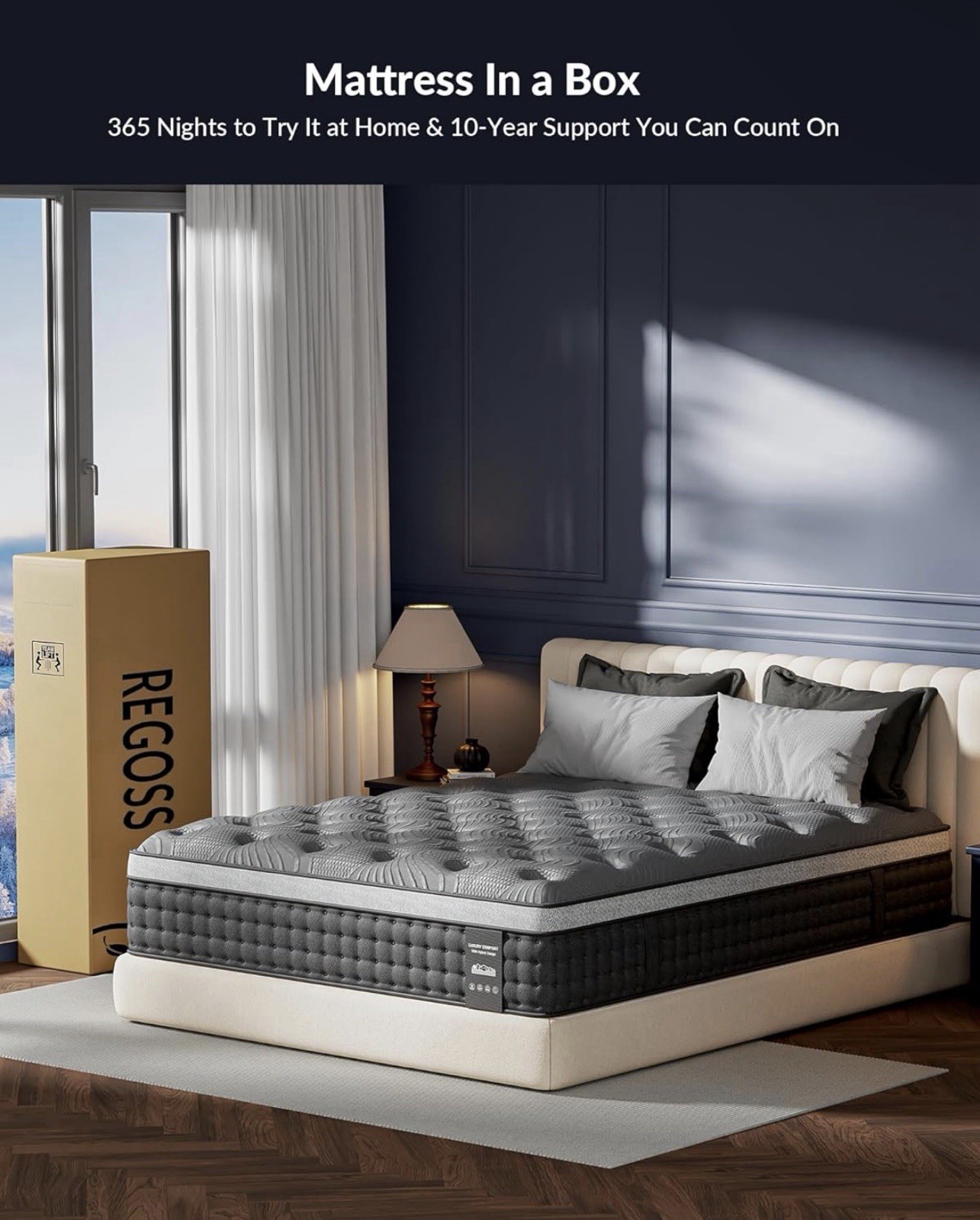 Firm Twin Mattress 10 inch- Cooling Hybrid Mattress in a Box with 5-Zone Support