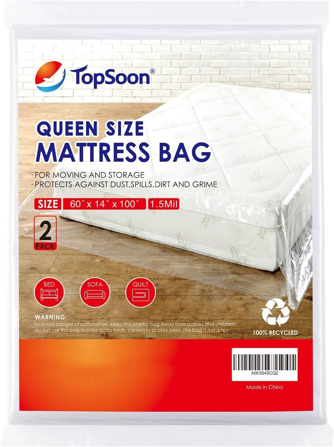 2-Pack Queen Mattress Storage Bags – Heavy-Duty Cover 1.5mil