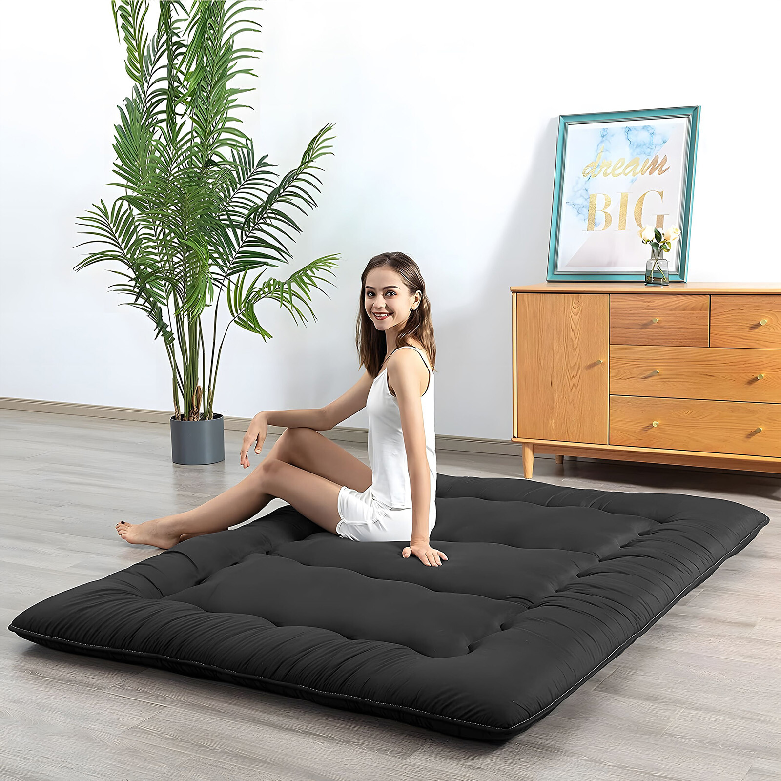 Japanese Futon Floor Mattress Thick Tatami Sleeping Pad Roll-Up Camping Mattress