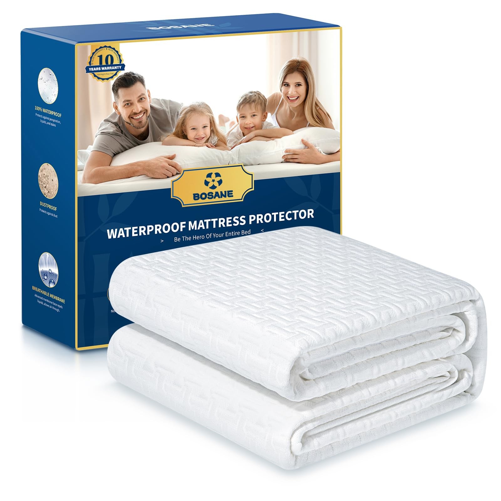 Premium 100% Waterproof King Mattress Protector Breathable King, White