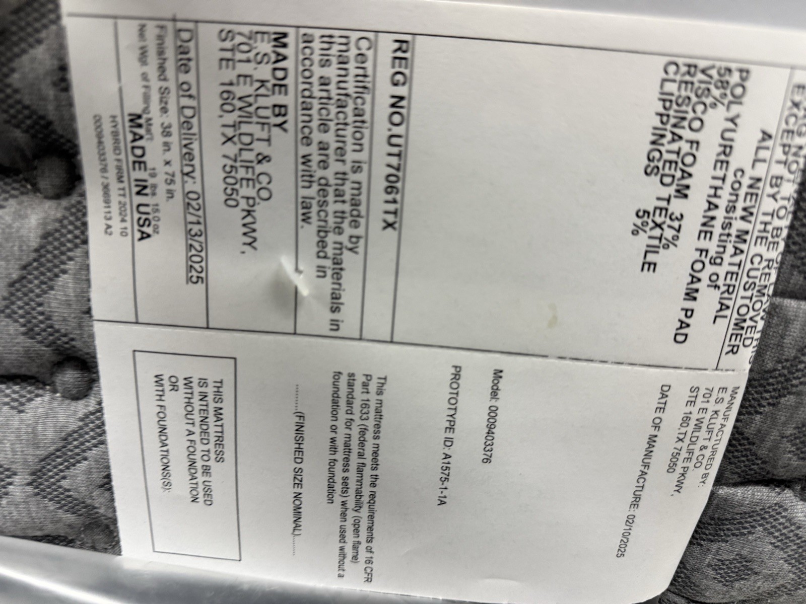 AIRELOOM TWIN HYBRID FIRM GEL MEMORY MATTRESS NEW CLEARANCE MSRP $6499 FAST SHIP
