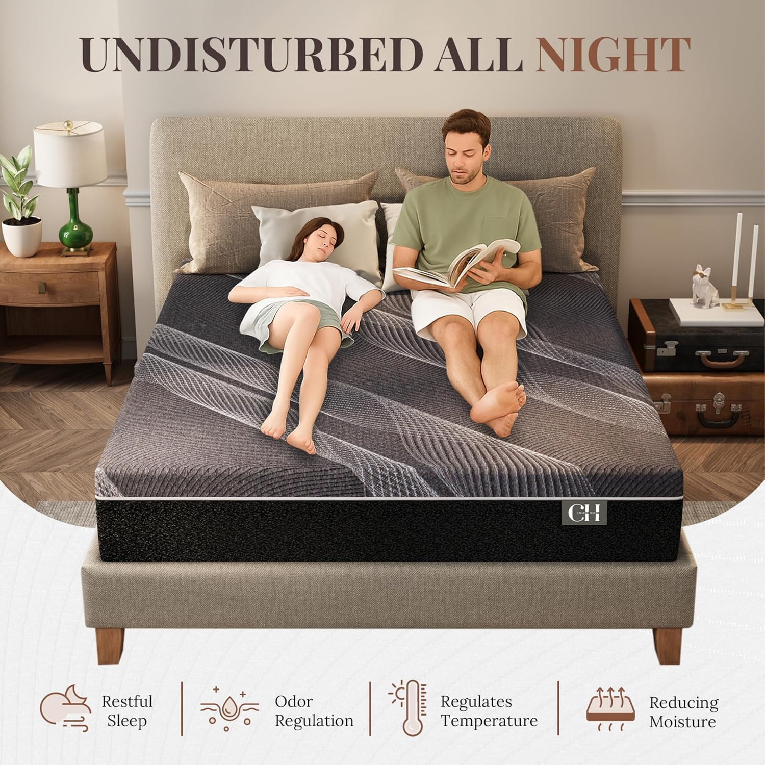 10 Inch Twin XL Mattress, Bamboo-Charcoal Memory Foam Mattress, Cooling & Pressu