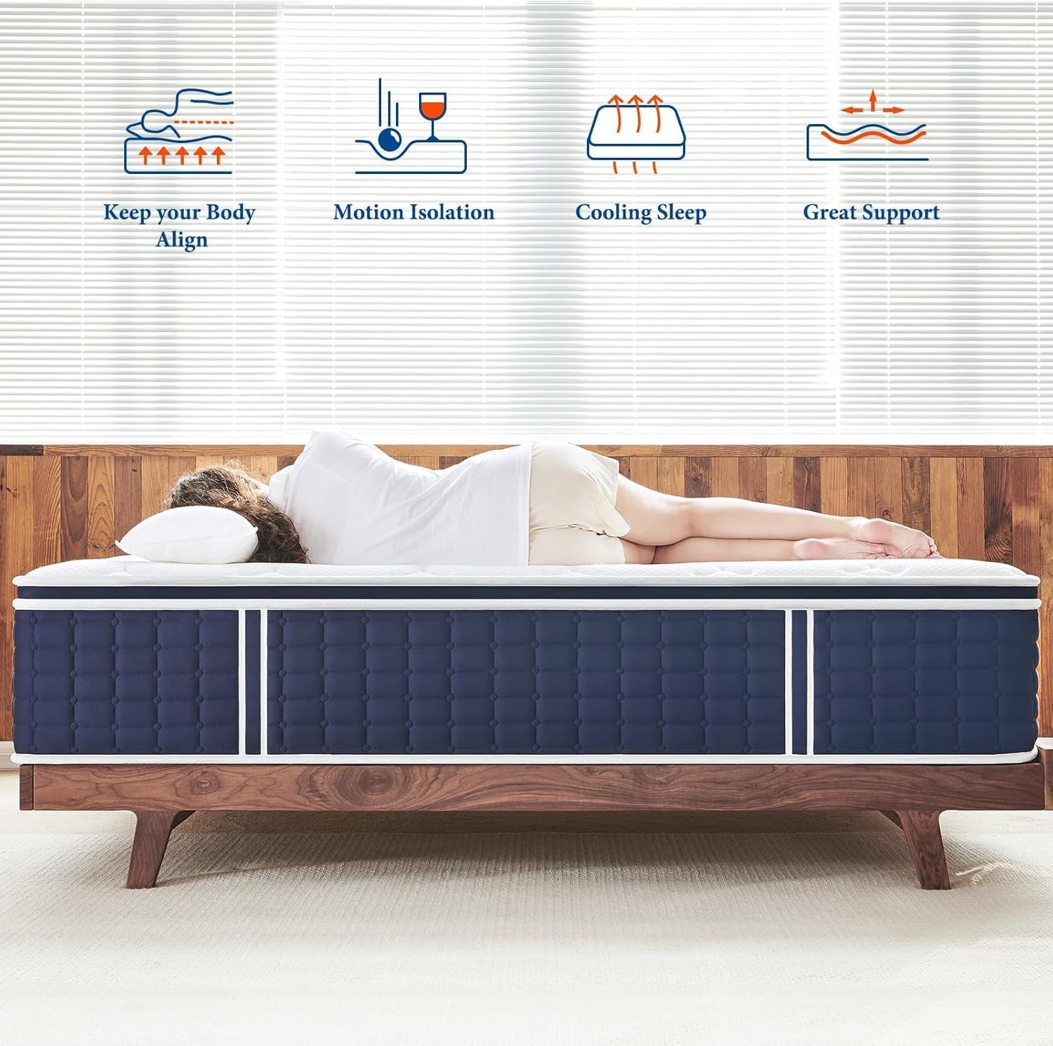 King Size Mattress 14 Inch Cooling Hybrid Medium Firm Support Pocket Spring