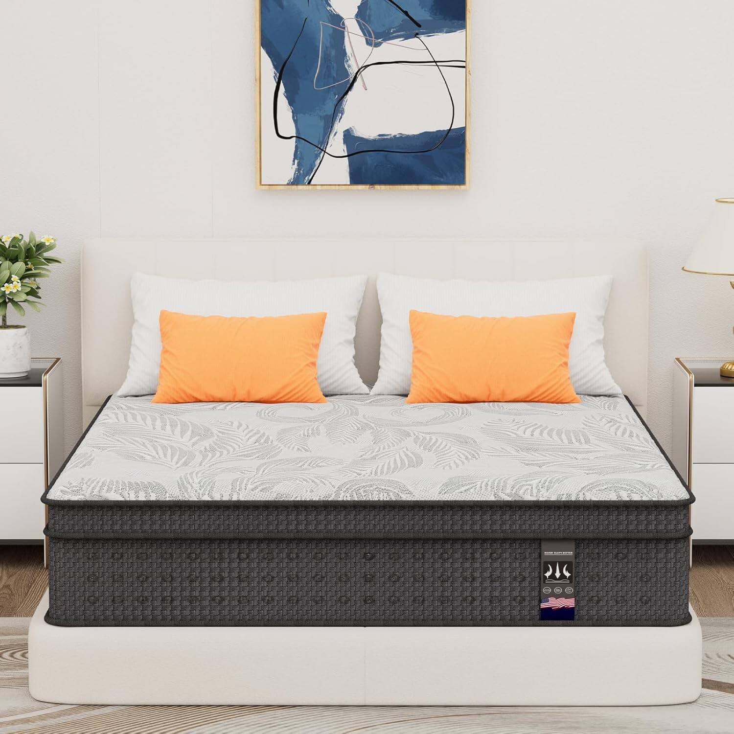 14″ Queen Hybrid Mattress Memory Foam Pocket Spring Mattress, Motion Isolation