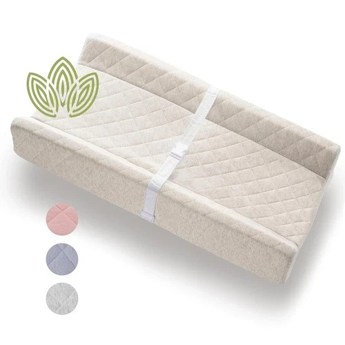 Modera Organic Cotton Contoured Baby Changing Pad w/ Waterproof Foam- Natrual