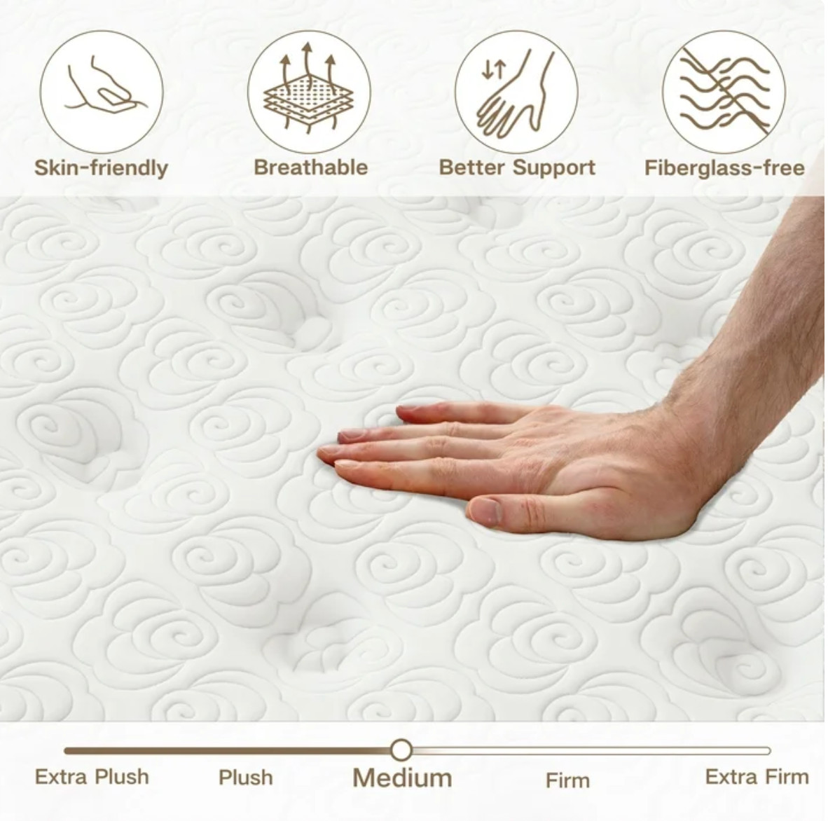12in King Gel Memory Foam Hybrid Mattress Medium Firm Bed Colchon King Cama USA