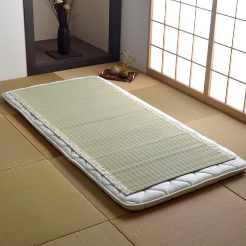 Igusa Sleeping Mat Shirozu Ivory Single Sheet with Hiba Finish Japan 88x180cm