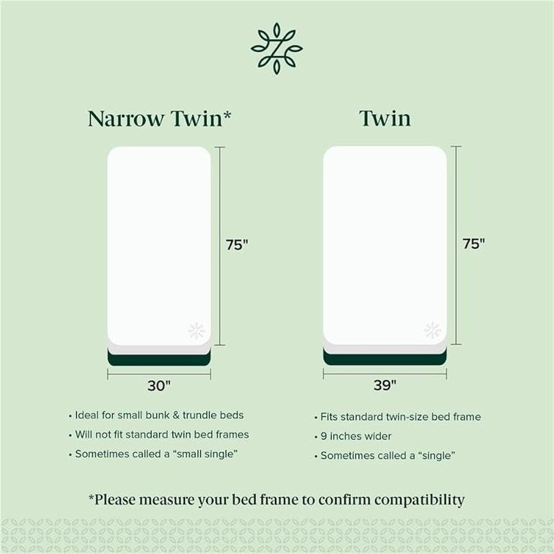 Memory Foam Mattress Medium Firm Narrow Twin Smooth Top 5 Inch 2 Layer Comfort