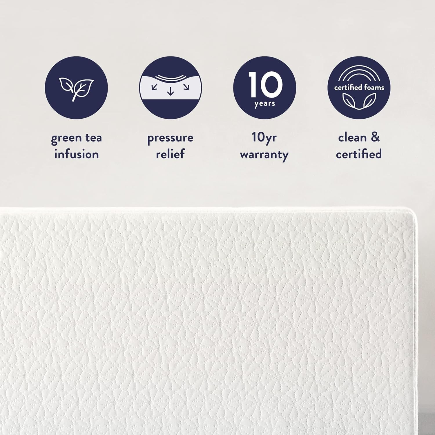 8 Inch Twin Mattress Bed-In-A-Box, Green Tea Memory Foam, White