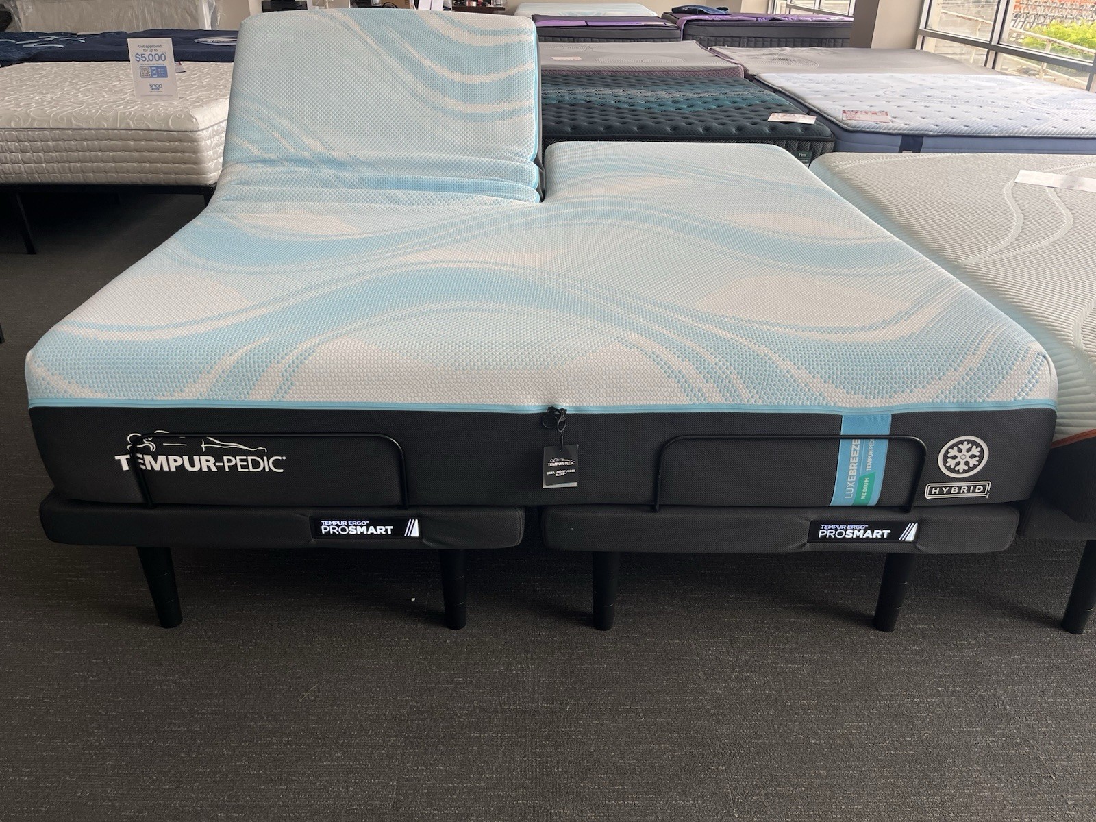 TempurPedic LuxeBreeze 2.0 Medium Hybrid Split Head King Mattress+ ProSmart Base