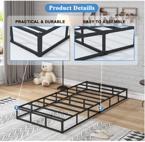 7 Inch Twin Box Spring with Fabric Cover Set, 2500lbs Capacity, Non-Slip