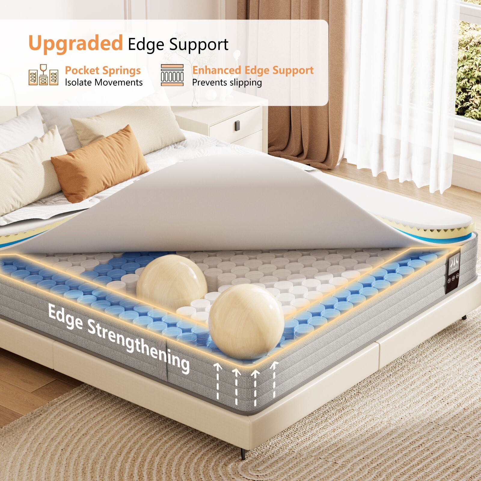 12 Inch Hybrid Mattress Bed in a Box,Full Queen King Twin XL Size, Medium Firm
