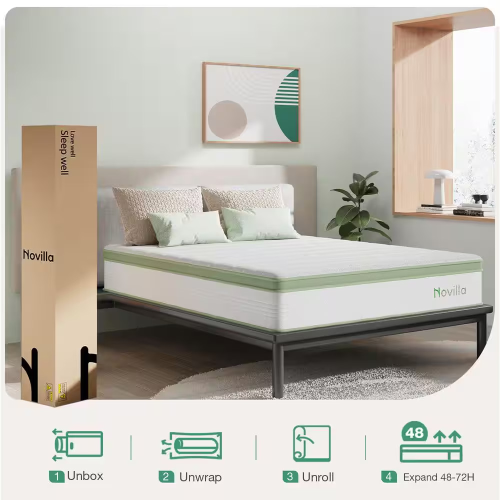Queen Medium Firm 12 In. Hybrid Mattress with Gel Memory Foam, Comfort and Suppo