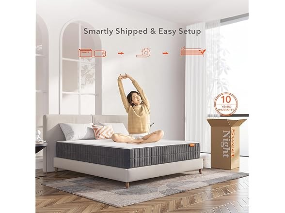 Sweetnight 10 Inch Queen Pillow Top Mattress White