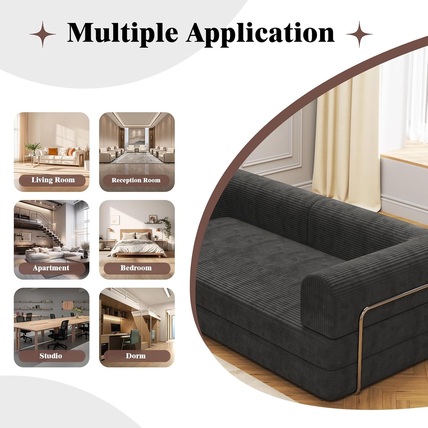 Convertible Corduroy Sleeper Sofa Bed,Folding Mattr Couch with