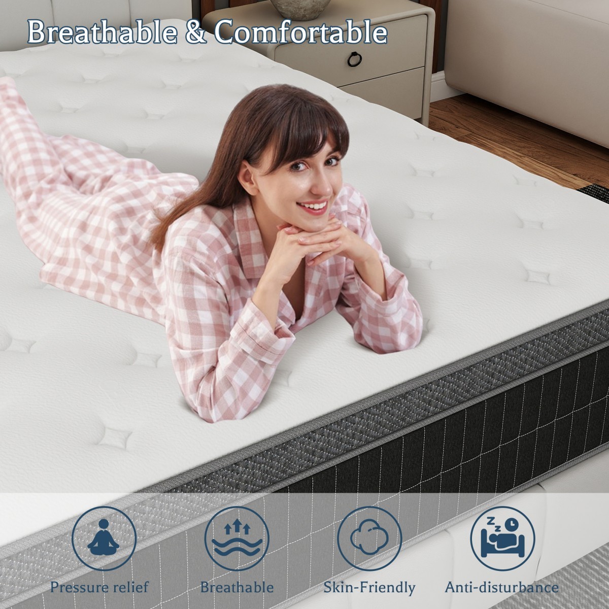 10/12/14 Inch Gel Memory Foam Hybrid Spring Mattress Twin Full Queen King In Box
