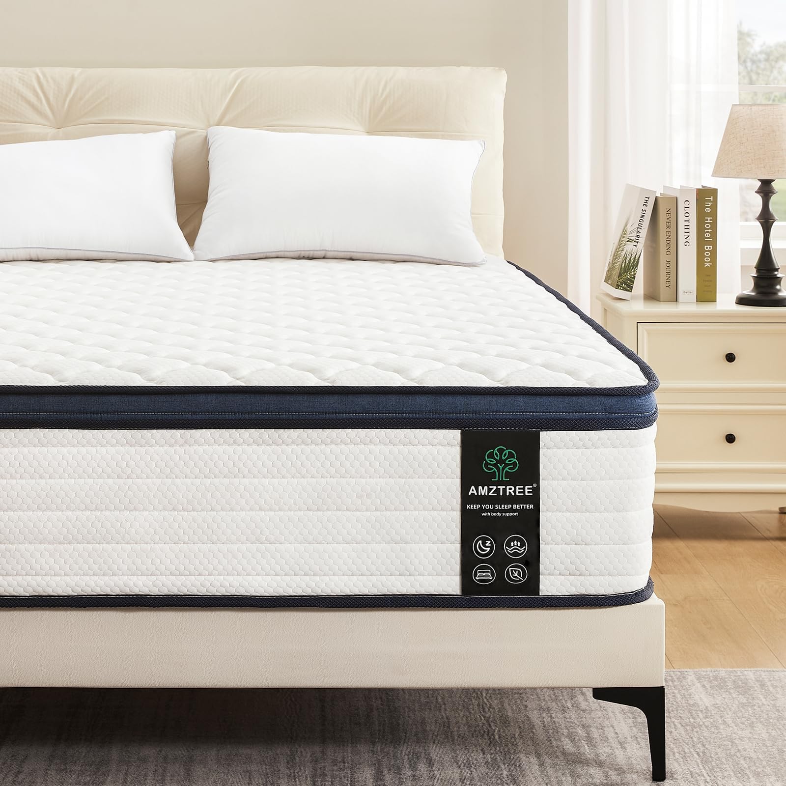 Queen Mattress 14 Inch Queen Size Mattresses – Memory Foam & Pocket Coils Spr…