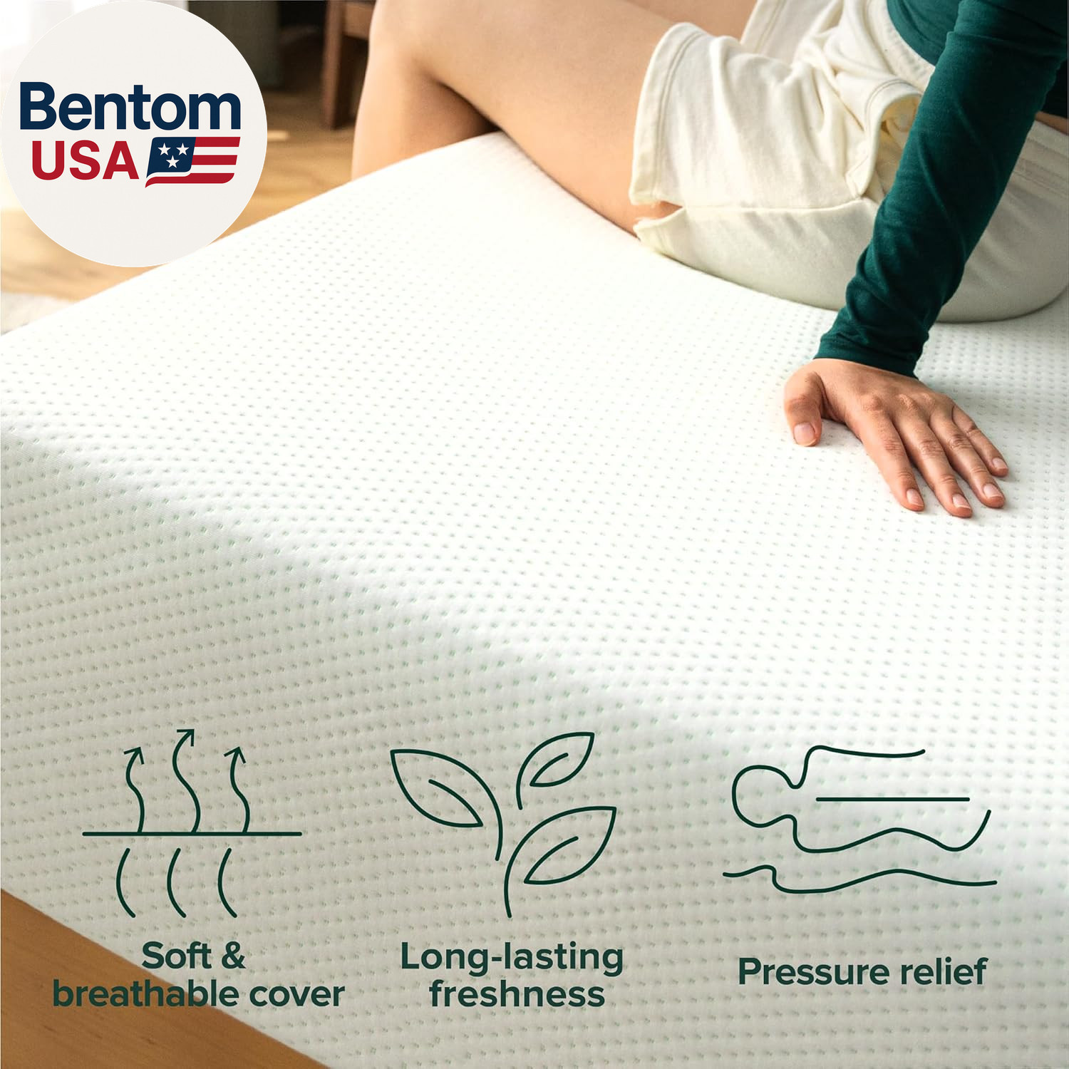 12 Inch Full Green Tea Memory Foam Mattress [New Version], Fiberglass Free, Medi