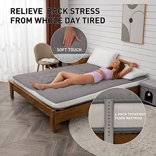 Japanese Floor Futon Mattress Extra Thick Folding Roll Up Bed Twin Darkgrey