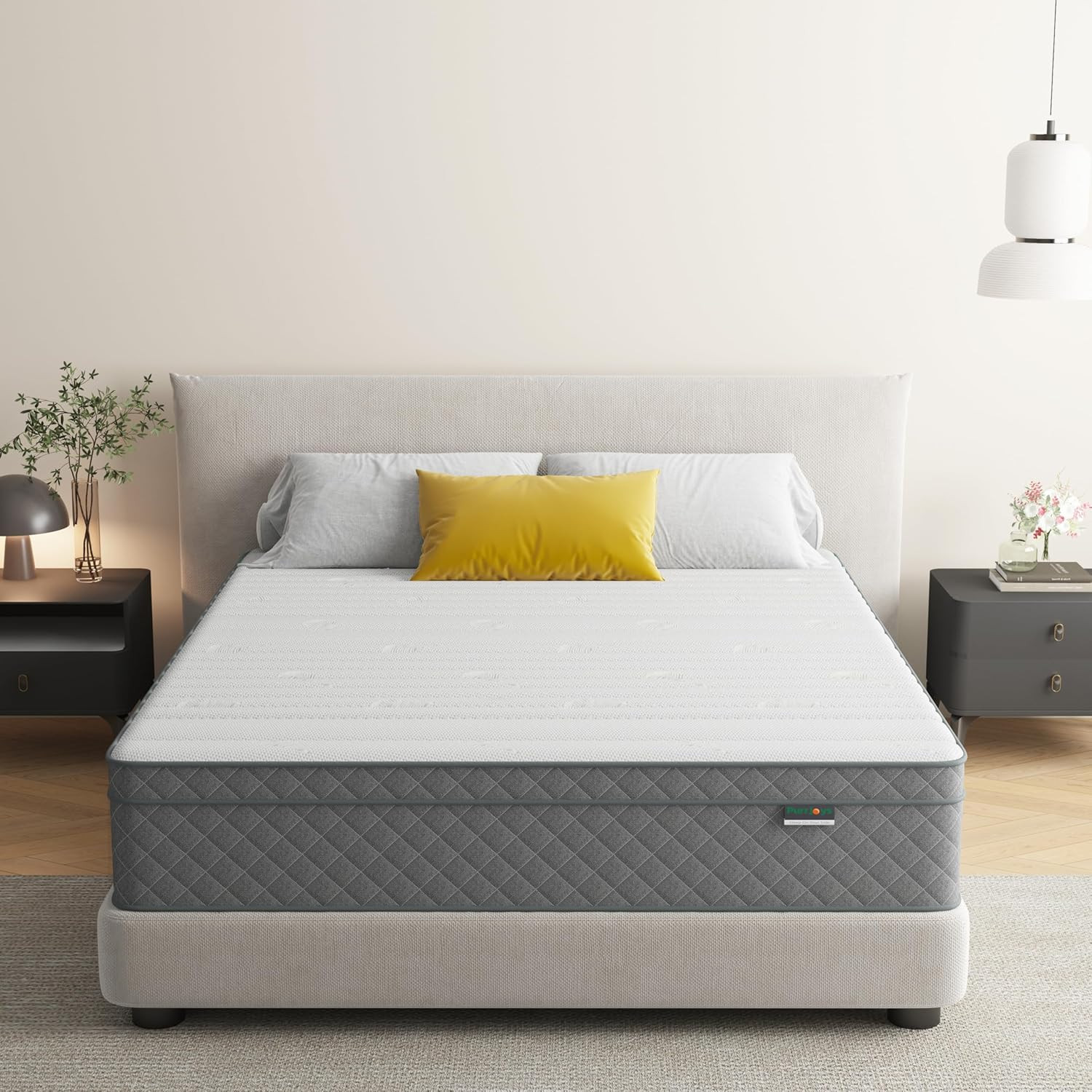 Purrjoys Firm Full Mattress, 12 Inch Cooling-Gel Memory Foam and Pocket Spring H