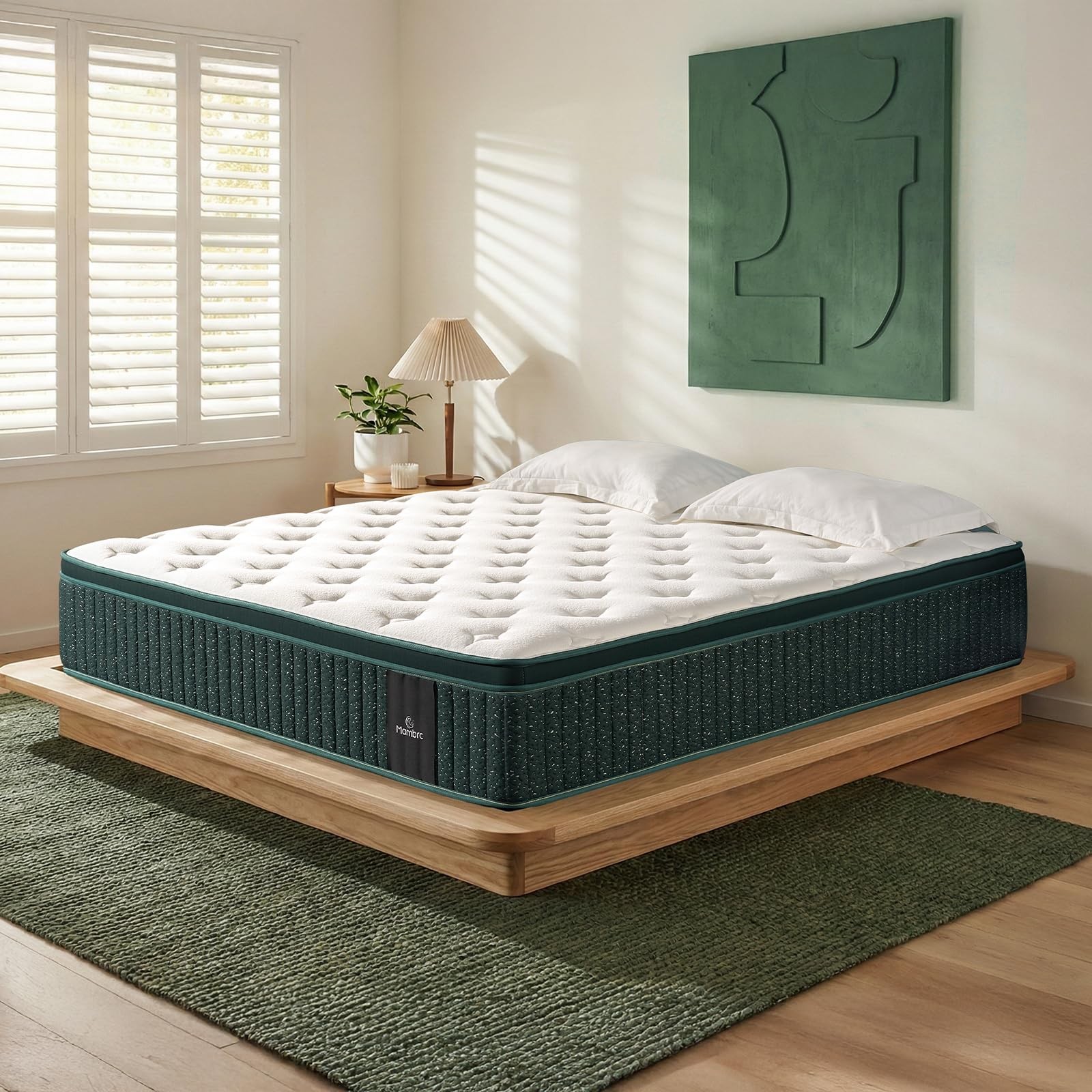 Mambrc 12 Inch Queen Hybrid Mattress Plush Firm Feel Cooling Gel Memory Foam Poc