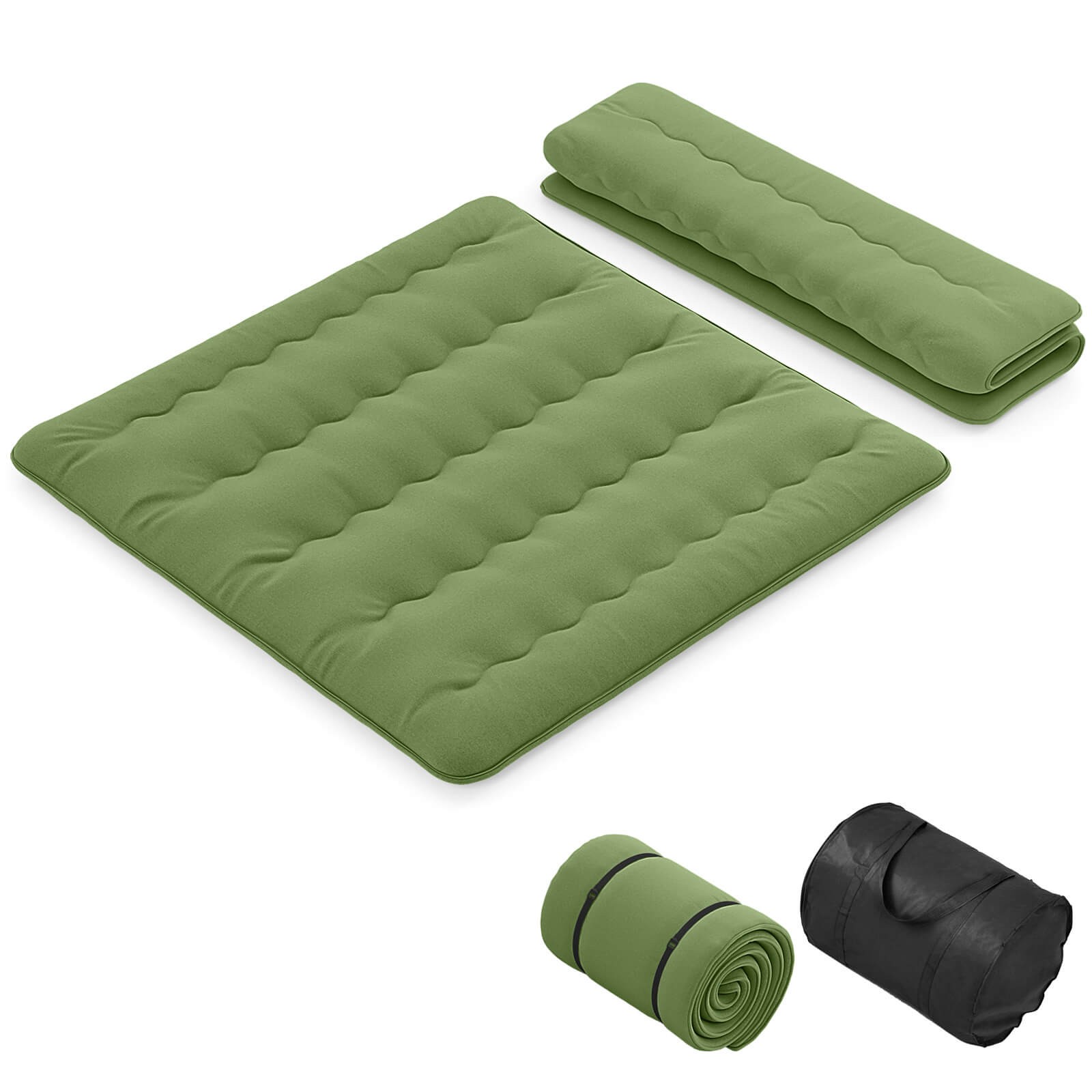 King Futon Mattress Japanese Floor Pad Washable Cover Carry Bag Green