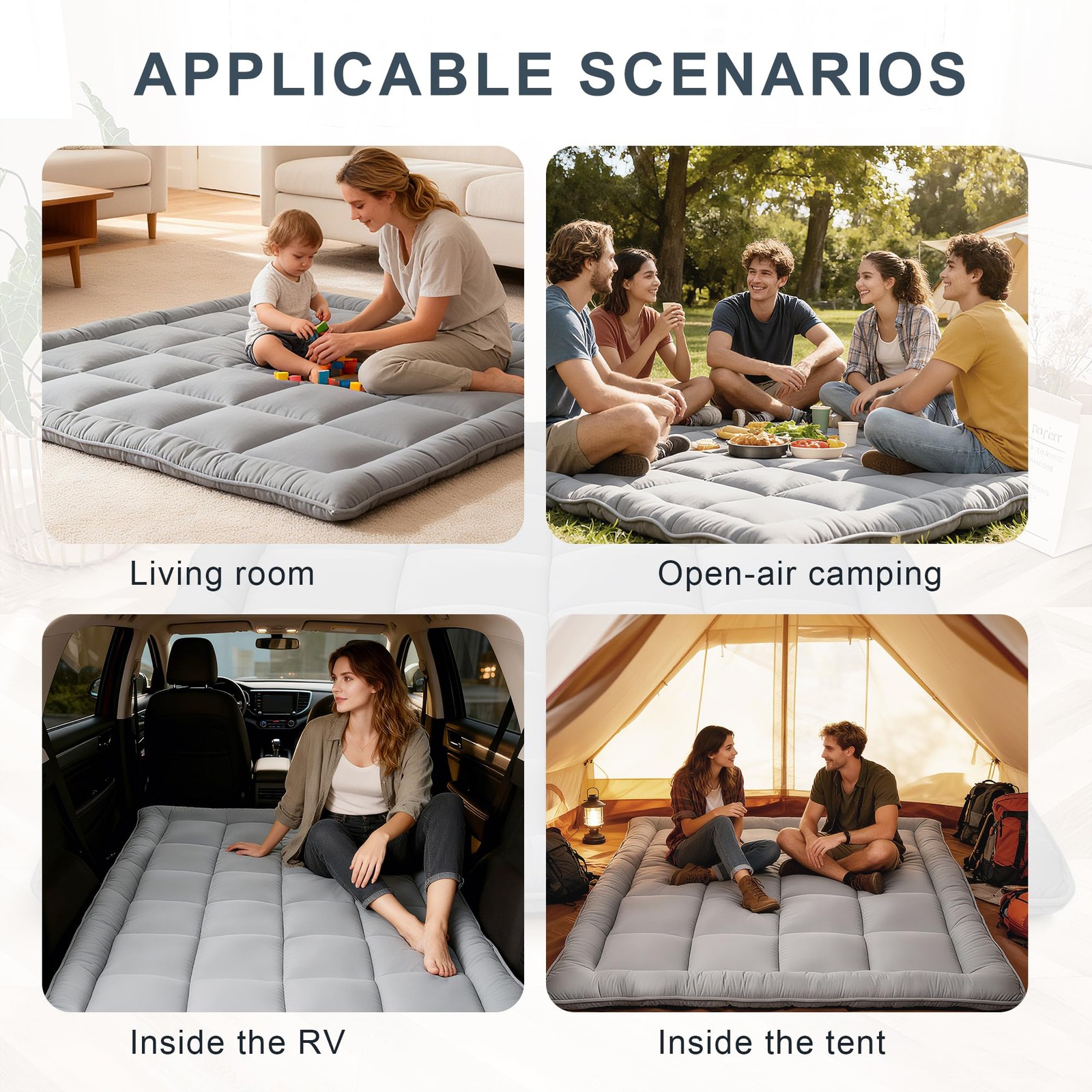 Japanese Floor Mattress Futon, Thick 5-Layer Roll Up Foldable Mattress, Comfo…