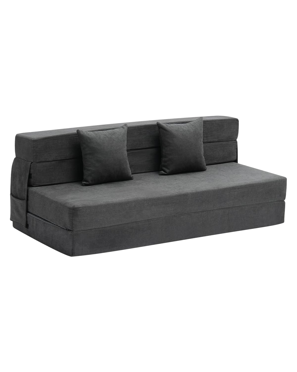 VEVOR Folding Sofa Bed, 3-in-1 Foldable Couch Bed with 2 Queen, Dark Grey