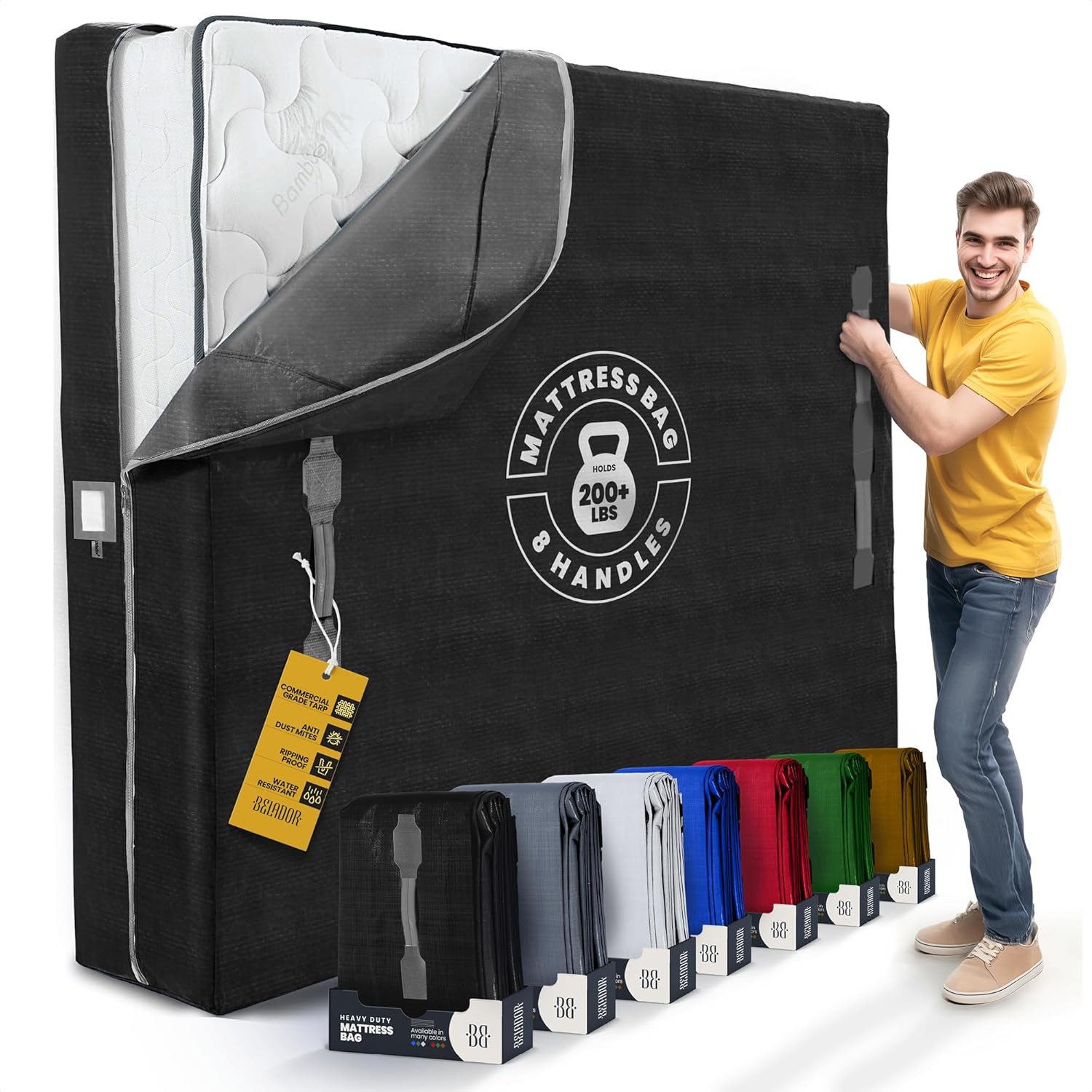 Mattress Bags for Moving with 8 Handles – Cali King Size – Extra-Thick Mattress