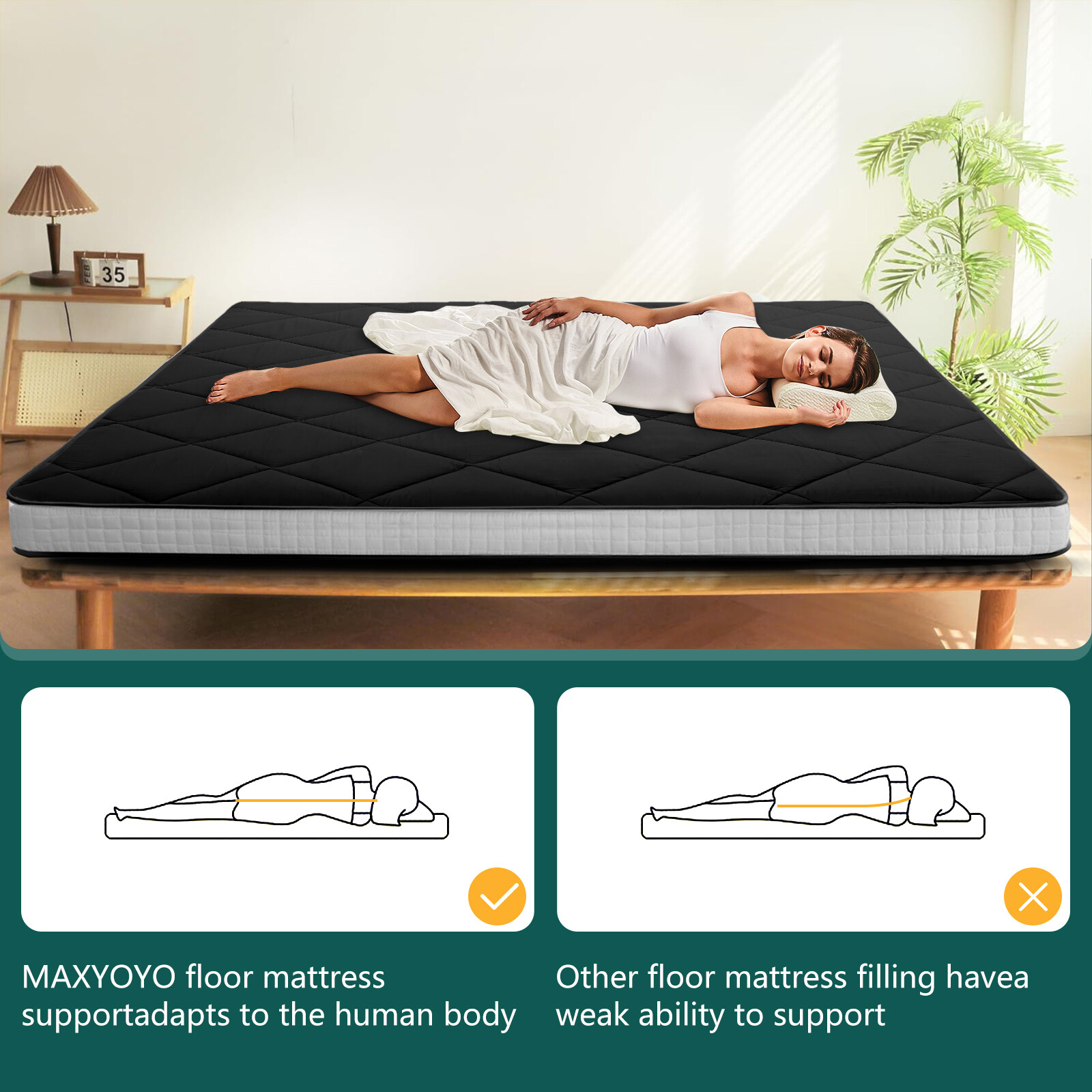 SLSY Japanese Floor Mattress Futon Mattress Foldable Pad Diamond Pattern Mat