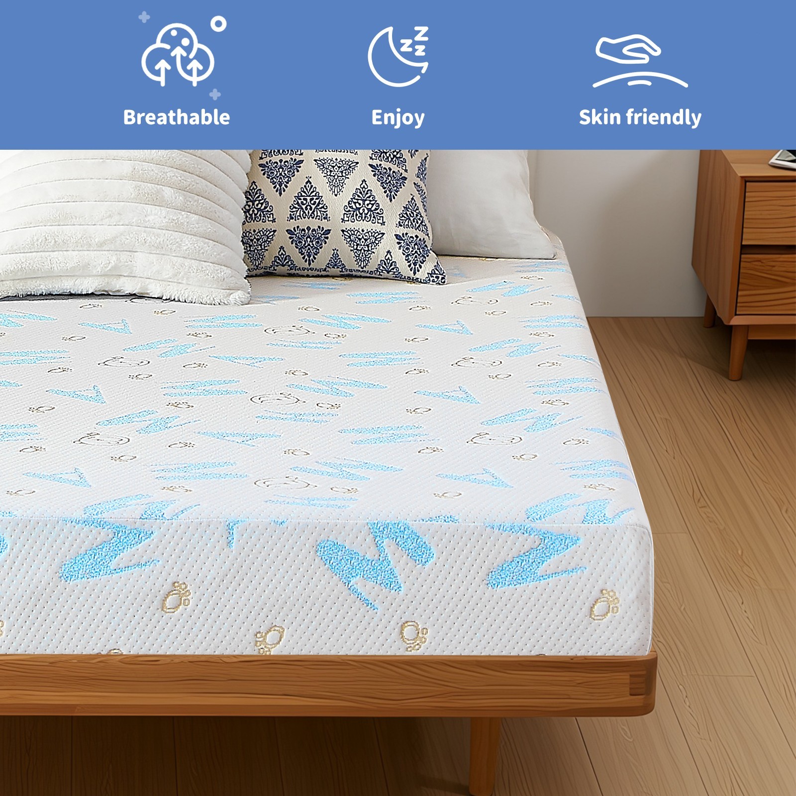 5″ 6″ Twin TwinXL Full Queen Size Gel Memory Foam Mattress with Removable Cover