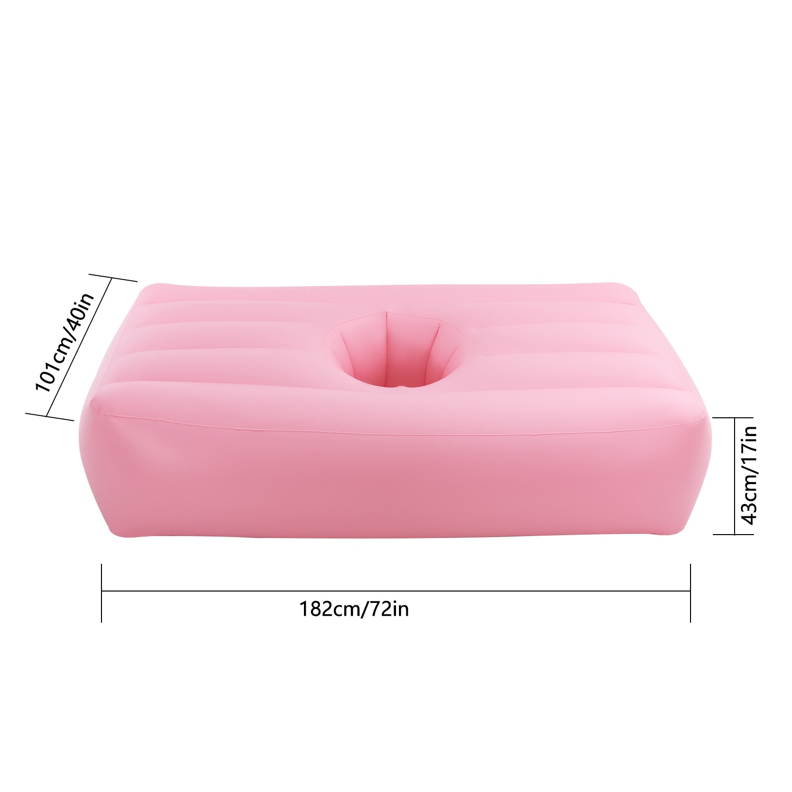 PVC BBL Bed with Hole, Inflatable BBL Bed After Surgery Recovery Mattress Pink